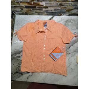 Boutique Nick Nack Patty Wack Orange Gingham Top Shirt Blouse Size 12 Girls NWT